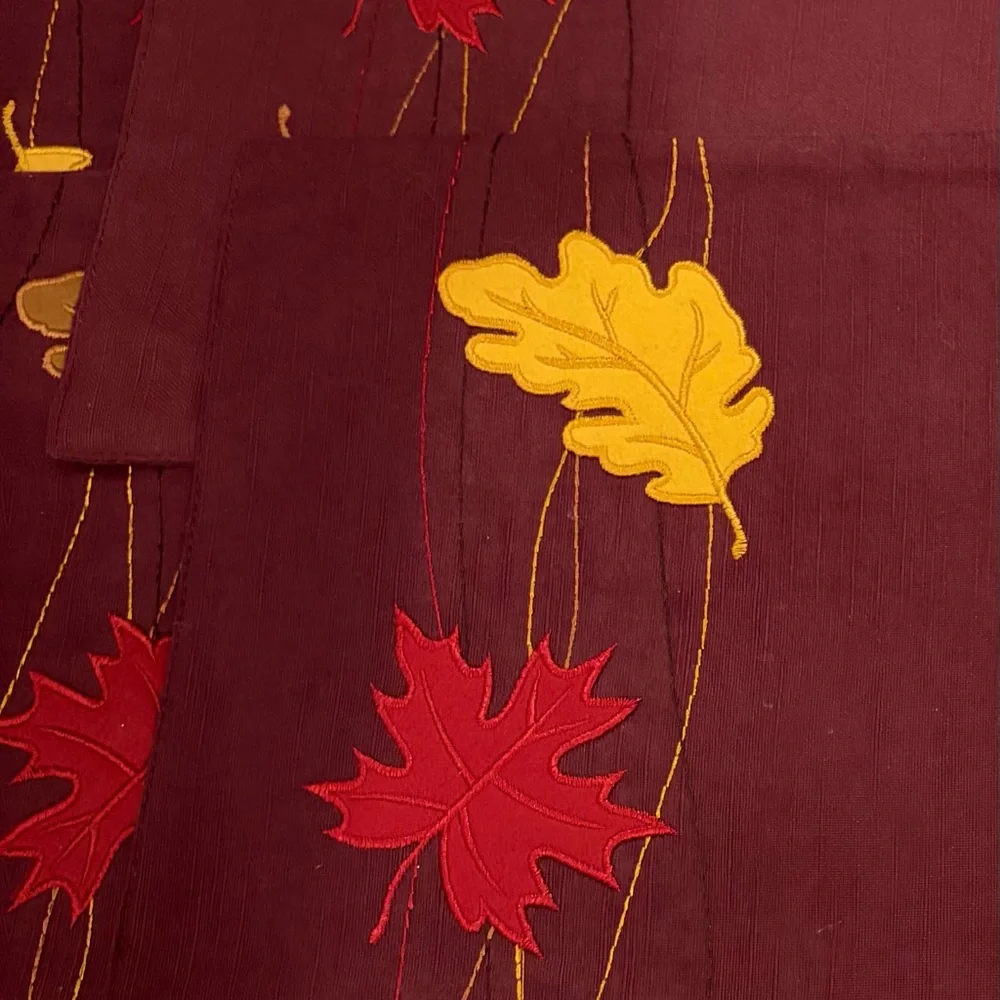 Aman Autumn Leaf Embroidered Table Linens Heavy Placemats